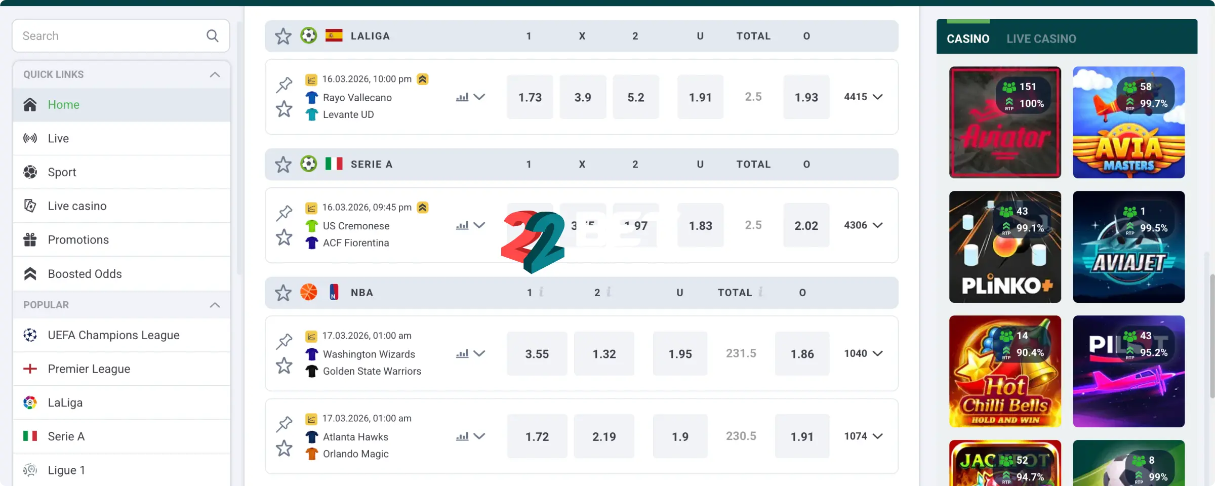 22Bet Promotions and Bonuses